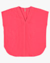 Blusa Plus Size Manga Curta com Decote V - Cereja Rosa - Rosa-cecdbe1f-79b2-45df-9b06-036bed309de0