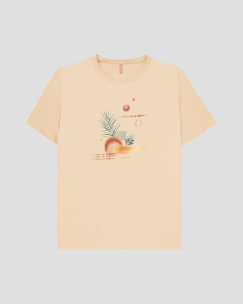 Blusa Plus Size Manga Curta com Estampa Cereja Rosa Bege