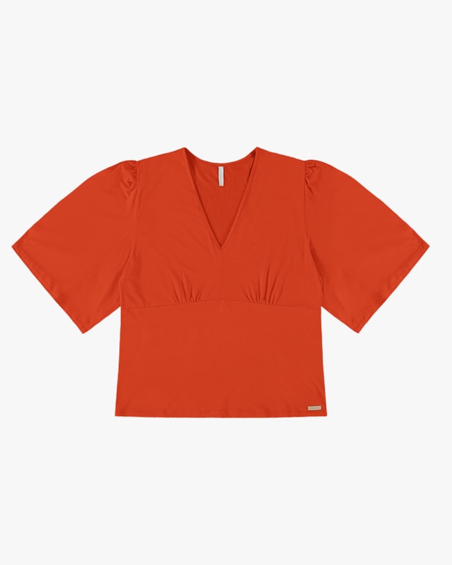 Blusa Plus Size Manga Flare em Viscose Crepe - Cereja Rosa - Carrot P-762f5d64-52e7-48e2-8a12-2bf3c96b7c01