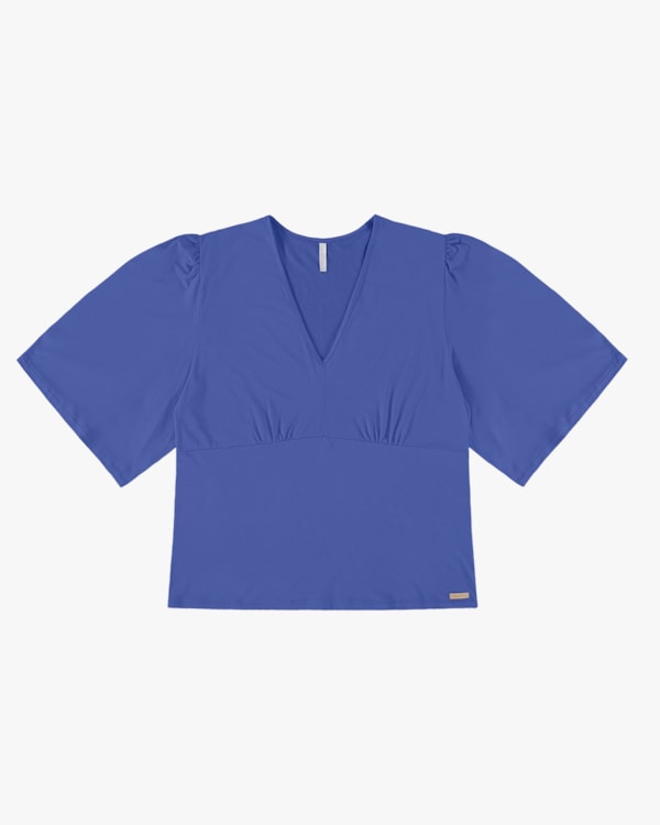 Blusa Plus Size Manga Flare em Viscose Crepe - Cereja Rosa - Lazúli
