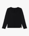Blusa Plus Size Manga Longa Canelada com Decote V  - Cereja Rosa - Plus Size-923b0cf8-cf6a-4d87-a5e7-3a930b7d7ac8