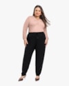 Blusa Plus Size Manga Longa com Decote Franzido - Cereja Rosa - Nude-805cb4e2-cadb-4d0b-b71e-e5bdc6c4f631