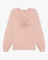 Blusa Plus Size Manga Longa com Decote Franzido - Cereja Rosa - Nude-962135e5-db83-446f-aac5-9836b0904360