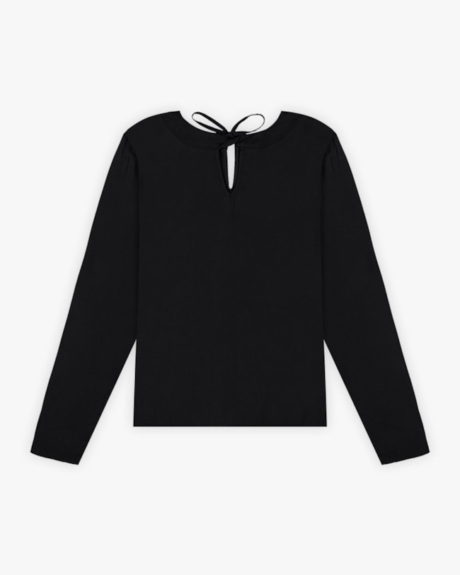 Blusa Plus Size Manga Longa com Decote Gota - Cereja Rosa - Preto-07212e6d-7462-4d3f-955a-602c20c1e5bd