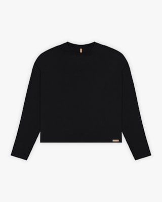Blusa Plus Size Manga Longa com Retilínea - Cereja Rosa - Preto