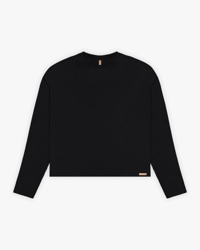 Blusa Plus Size Manga Longa com Retilínea - Cereja Rosa - Preto-b5cbc9ab-0e0e-4b44-8442-83007e54f030