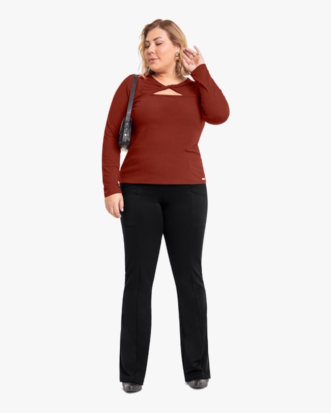 Blusa Plus Size Manga Longa em Canelado Cereja Rosa Ferrugem-4bb214e5-9175-4da5-a2bc-128d765ad716