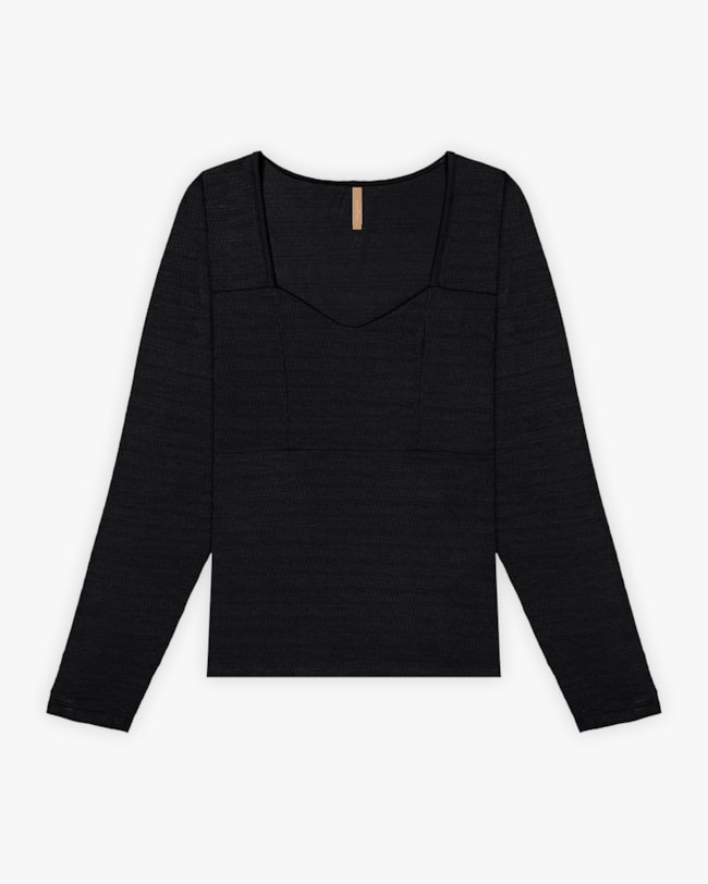 Blusa Plus Size Manga Longa em Viscose com Recorte - Cereja Rosa - Preto-e642ce53-f11b-4733-88be-4acee2b3d77f