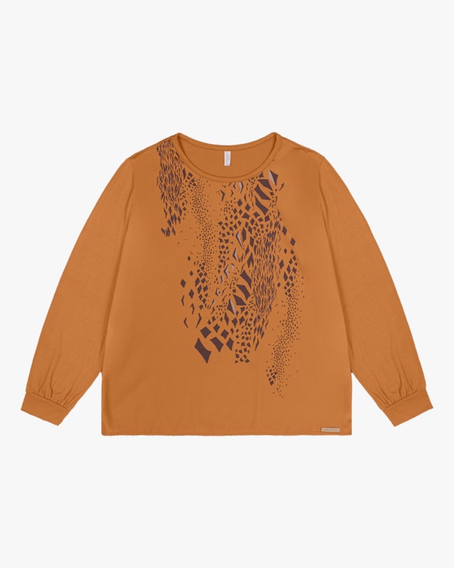 Blusa Plus Size Manga Longa Estampada Cereja Rosa Amarelo-c83eb271-efee-4bdb-a5f3-ae80b9053b5e