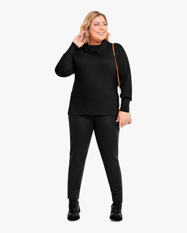 Blusa Plus Size Manga Longa Estampada Cereja Rosa Preto-61989091-df22-4910-8310-ffe83c4c6a41