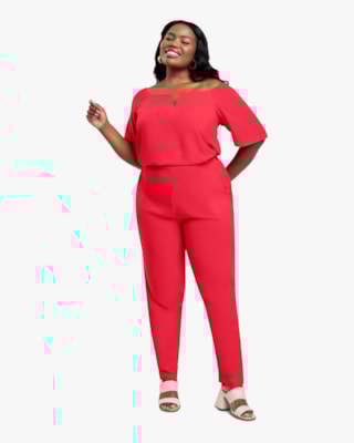 Blusa Plus Size Ombro a Ombro em Viscose - Cereja Rosa -Hibisco