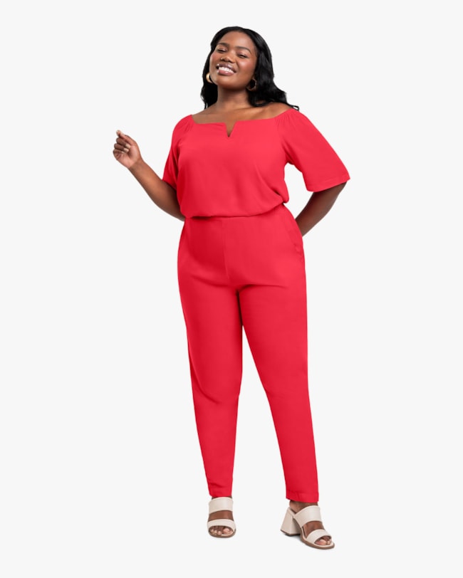 Blusa Plus Size Ombro a Ombro em Viscose - Cereja Rosa -Hibisco-57e4d86b-b781-4974-b3fe-22287ba88663