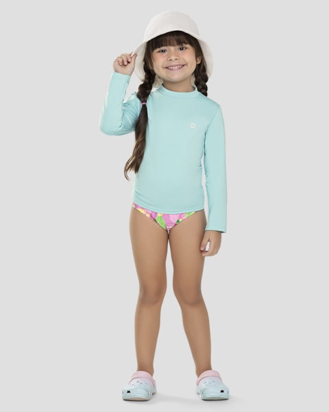 Blusa Praia Infantil Menina com Proteção UV 50+ Kely Kety Azul