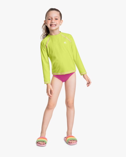 Blusa Praia Manga Longa Menina com Proteção UV -Kely Kety -Citrus