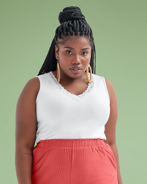 Blusa Regata Feminina Cereja Curves Básica