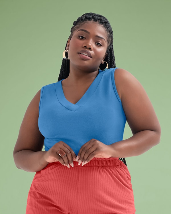 Blusa Regata Feminina Cereja Curves Básica