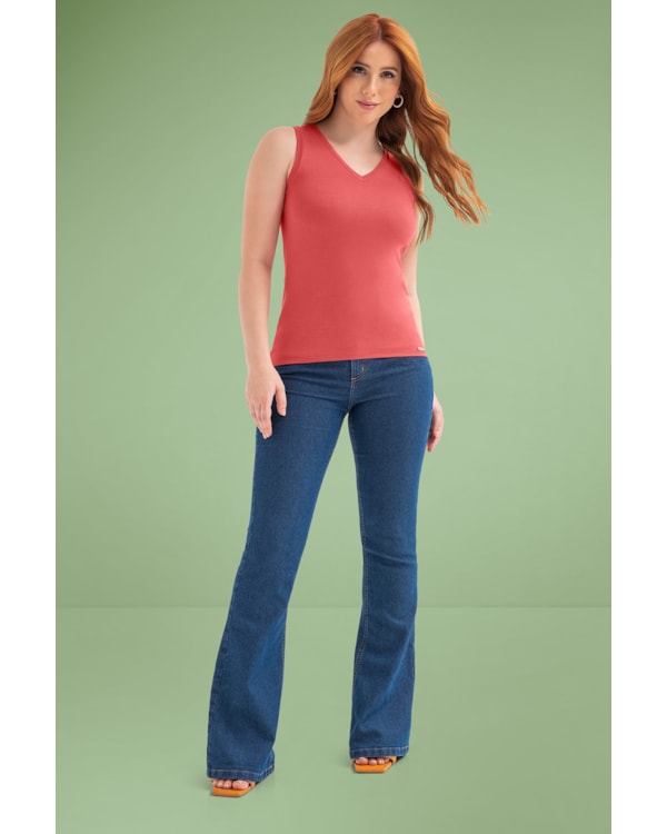 Blusa Regata Feminina Cereja Rosa Básica
