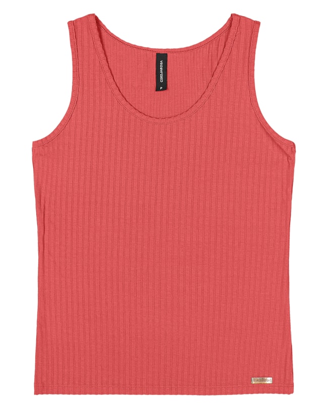 Blusa Regata Feminina Cereja Rosa Básica-a384cd91-3ed5-47c4-9720-8169259163f1