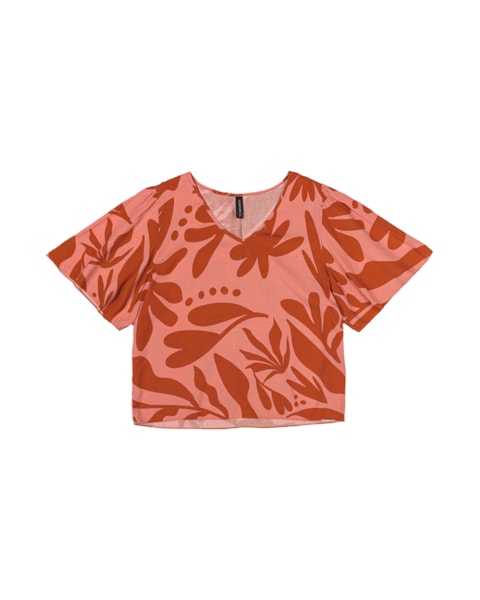 Blusa Tecido Viscose Estampada Cereja Curves