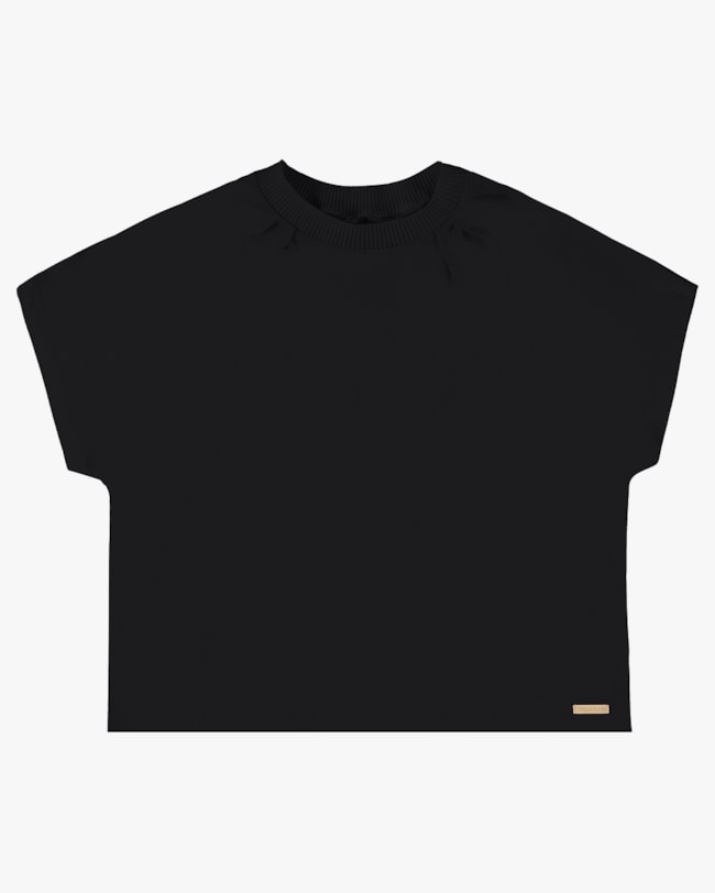 Blusa Viscose Crepe com Retilínea e Pregas - Cereja Rosa - Preto P-bc62f122-b4bf-4b24-94dd-8a54beb8f631