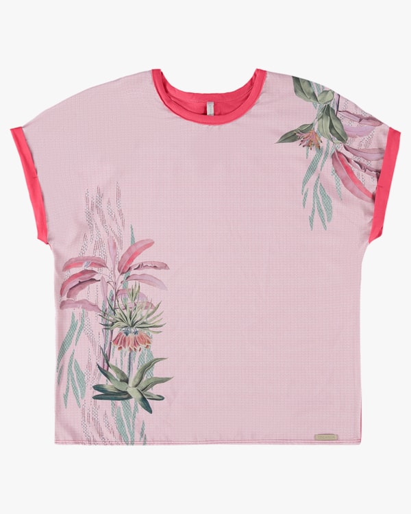 Blusa Viscose Crepe e Resort com Estampa Digital - Cereja Rosa - Rosa Cereja P