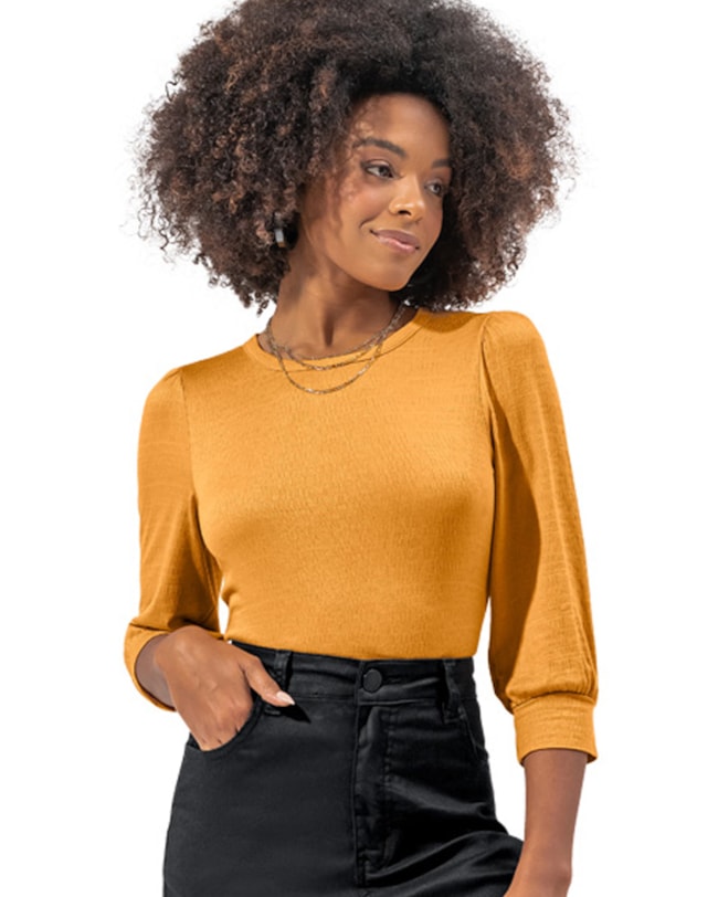 Blusa Viscose Feminina Cereja Rosa Mangas 3/4-0e49182c-20e1-4922-a1a3-c09f176522fd