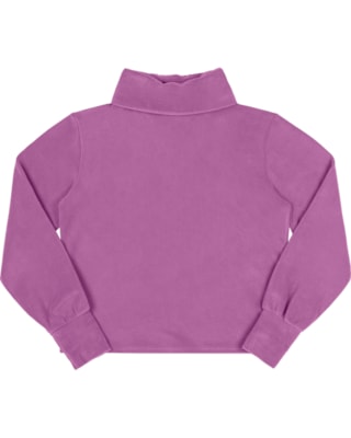 Blusão Aveludado Feminino Cereja Rosa Gola Alta