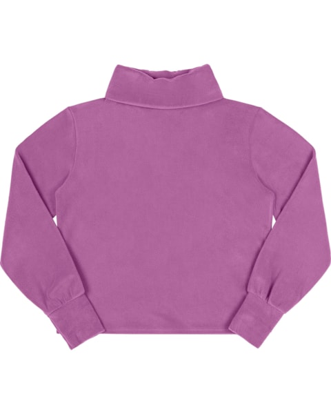 Blusão Aveludado Feminino Cereja Rosa Gola Alta