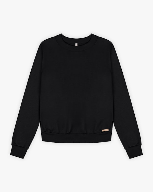 Blusão Básico Feminino em Moletom - Cereja Rosa - Preto