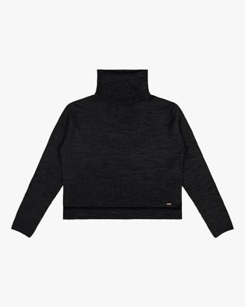 Blusão com Gola Alta em Tricô Pereja Rosa Preto