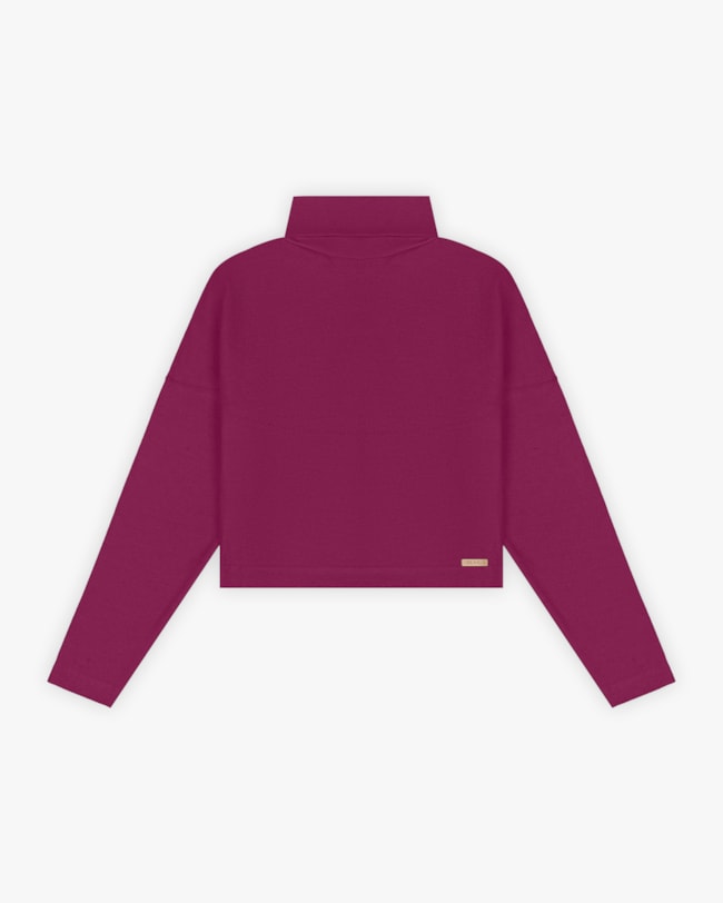 Blusão Feminino com Maxi Gola em Moletinho Sarjado -Cereja Rosa -Marsala-847952eb-6fc0-4f32-b17f-ddd0332a41c9
