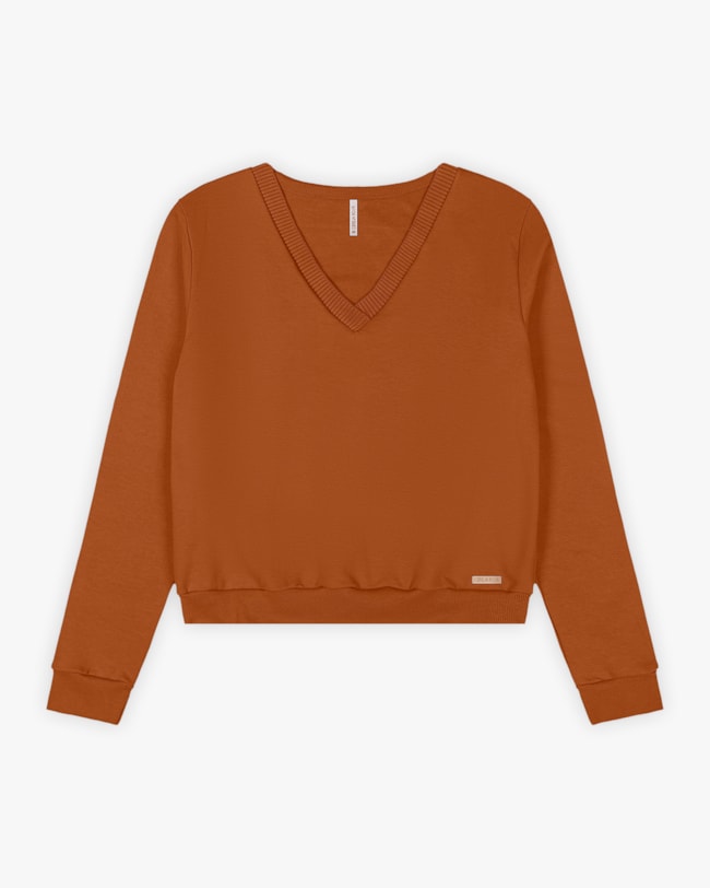 Blusão Feminino em Moletom com Decote V - Cereja Rosa - Inca-30be9e65-65dc-4726-a44d-e1bd48c2ab5b