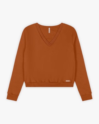 Blusão Feminino em Moletom com Decote V - Cereja Rosa - Inca-G