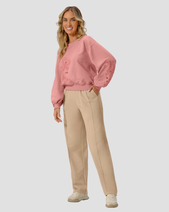 Blusão Feminino em Moletom Estampa Mãe e Filha - Cereja Rosa - Rosa-6184c7a0-cf85-4af2-b198-6ba651ed50fa