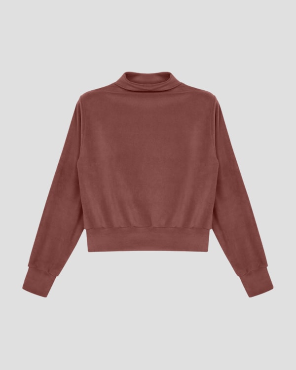 Blusão Feminino em Pelo Aveludado - Cereja Rosa - Marrom