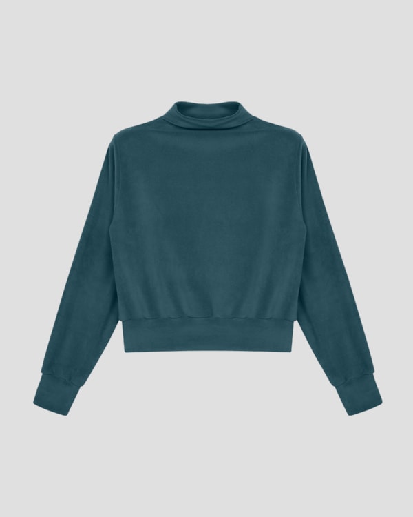 Blusão Feminino em Pelo Aveludado - Cereja Rosa - Verde