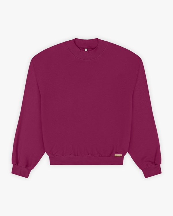 Blusão Feminino Oversized em Moletom - Cereja Rosa - Marsala