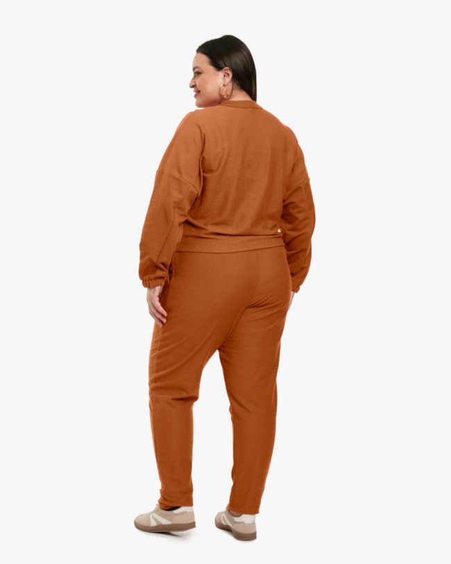 Blusão Feminino Plus Size em Moletinho Sarjado - Cereja Rosa - Inca-b8656509-e151-4df9-991e-93aaa1b5b703