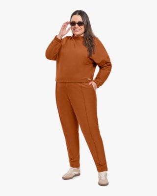 Blusão Feminino Plus Size em Moletinho Sarjado - Cereja Rosa - Inca