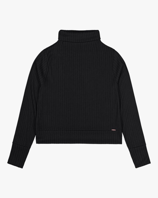 Blusão Gola Alta em Malha Cotelê Cereja Rosa Preto