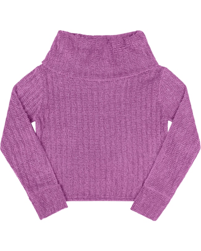 Blusão Gola Feminina Cereja Rosa Tricot Aveludado-9f5b80e1-0b28-4dd2-8d4b-f0e8d2352867