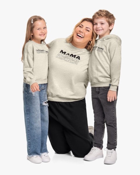 Blusão Infantil Mãe e Filha em Moletom Kely Kety - Mescla