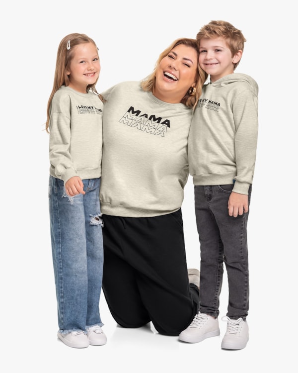 Blusão Infantil Mãe e Filha em Moletom Kely Kety - Mescla