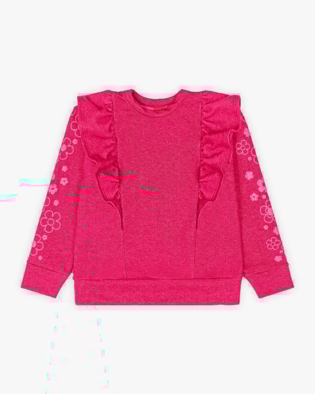 Blusão Infantil Menina com Babado e Estampa Manga - Kely Kety - Cherry-b812ba0d-a872-48fc-b6d7-b8d26d37c848