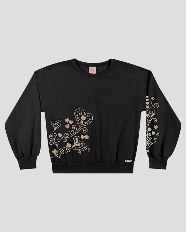 Blusão Infantil Menina com Estampa Mãe e Filha - Kely Kety - Preto-d8071d73-f994-46da-b04c-56742406fe8e