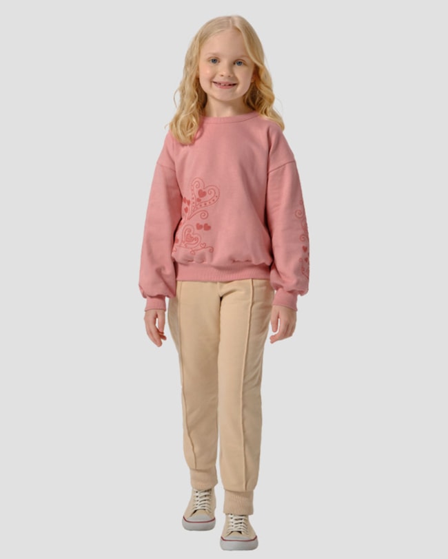 Blusão Infantil Menina com Estampa Mãe e Filha - Kely Kety - Rosa-b00ac1c0-3d07-4182-8b17-b349b35f78c6