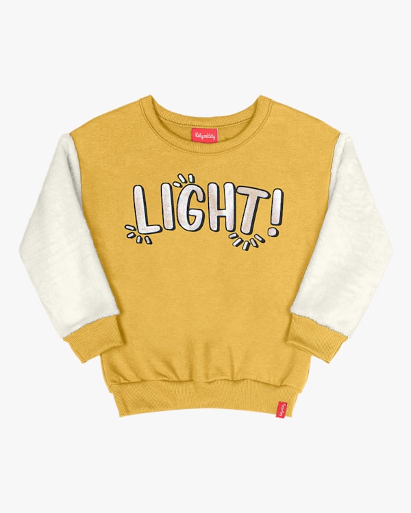 Blusão Infantil Menina com Mangas Pelo Kely Kety - Amarelo
