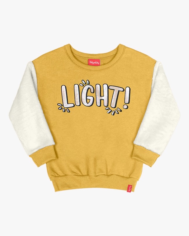 Blusão Infantil Menina com Mangas Pelo Kely Kety - Amarelo-1f87eb0c-3bab-4d2b-945e-b1ded779e2c5