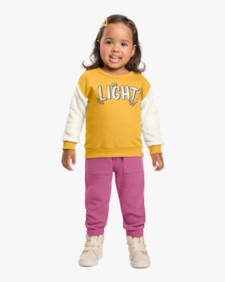 Blusão Infantil Menina com Mangas Pelo Kely Kety - Amarelo