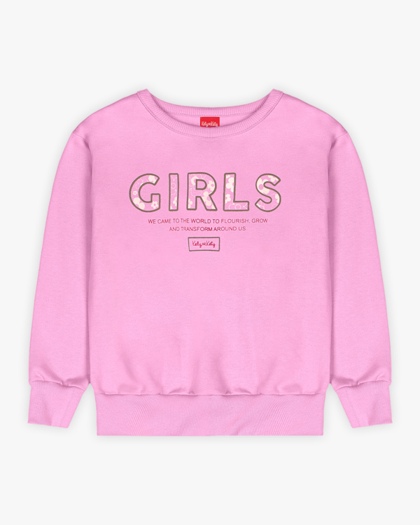 Blusão Infantil Menina em Moletom com Estampa - Kely Kety - Rosa